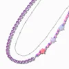 Claire's Colliers-Collier multi-rangs chaîne couleur argentée perlé étoile violet