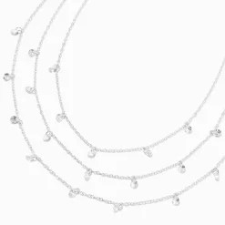 Claire's Clous D'oreilles|Colliers-Collier multi-rangs confetti en zircon cubique couleur argentée