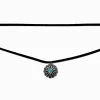 Claire's Colliers-Collier multi-rangs à cordon noir avec pièces en turquoise d'imitation