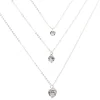 Claire's Clous D'oreilles|Colliers-Collier multi-rangs cœur en zircon cubique couleur argentée