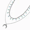 Claire's Colliers-Collier multi-rangs lune turquoise couleur argentée