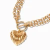 Claire's Colliers-Collier multi-rangs pendentif cœur épais couleur dorée
