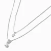 Claire's Colliers-Collier multi-rangs perle d'imitation et zircon cubique double couleur argentée
