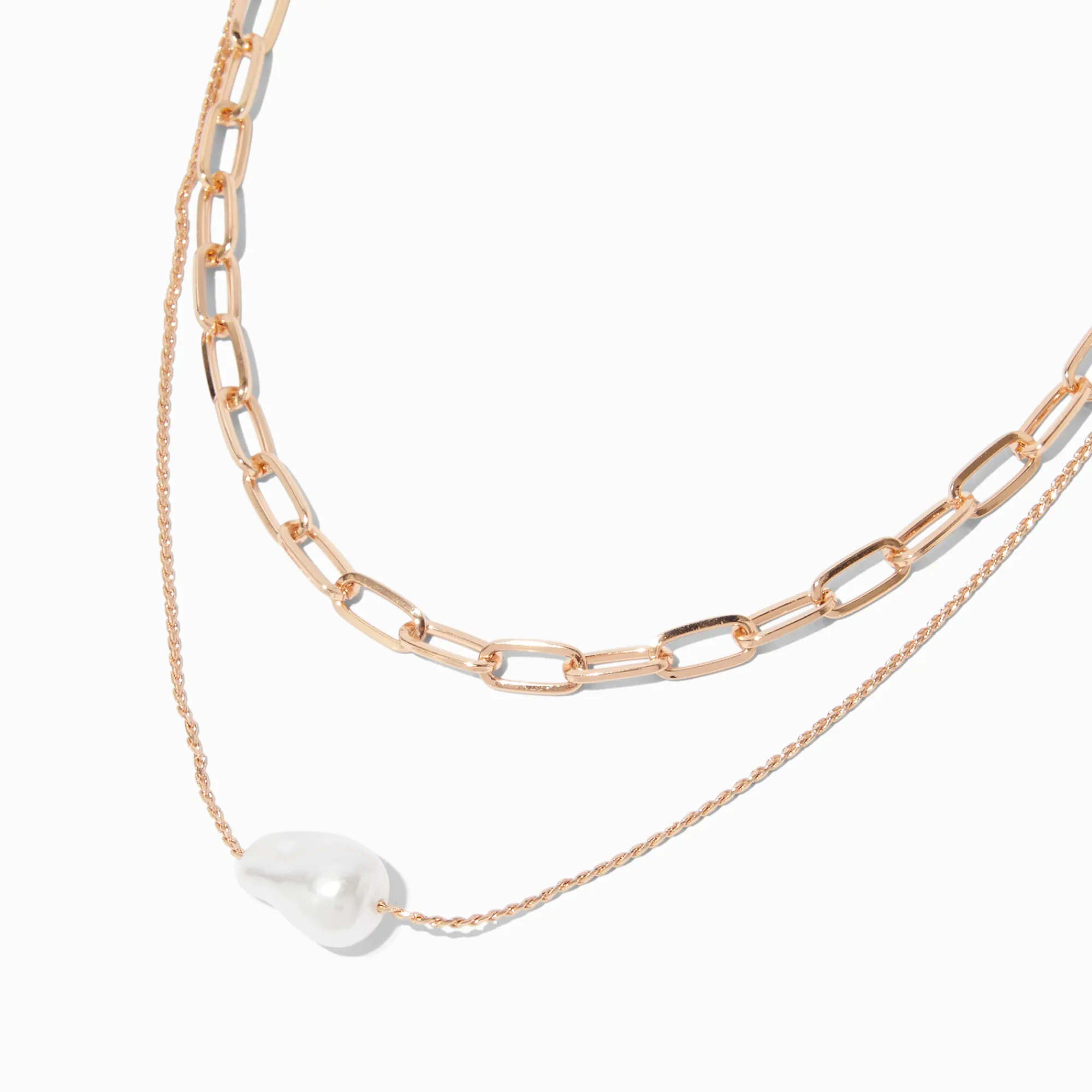 Claire's Colliers-Collier multi-rangs perle d'imitation couleur dorée