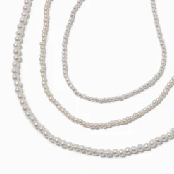 Claire's Colliers-Collier multi-rangs perle d'imitation rose tendre