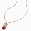Claire's Colliers-Collier à pendentif breloque fraise couleur dorée