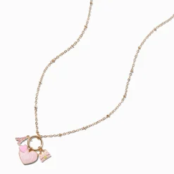 Claire's Colliers-Collier à pendentif breloque grappe cœurs rose