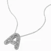 Claire's Colliers-Collier à pendentif à bulles et initiale pavé couleur argentée - A