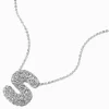 Claire's Colliers-Collier à pendentif à bulles et initiale pavé couleur argentée - S