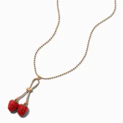 Claire's Colliers-Collier pendentif cerise pavé rouge