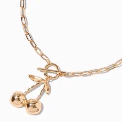 Claire's Colliers-Collier à pendentif chaîne trombone fermoir en T cerise