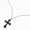 Claire's Colliers-Collier à pendentif couleur argentée croix rose noire