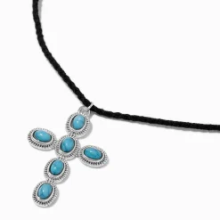 Claire's Colliers-Collier à pendentif cowgirl croix turquoise d'imitation