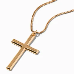 Claire's Colliers-Collier à pendentif croix couleur dorée