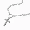 Claire's Colliers-Collier à pendentif croix décorée couleur argentée