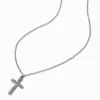 Claire's Colliers-Collier à pendentif croix pavé couleur argentée