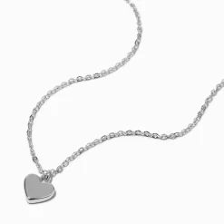 Claire's Colliers-Collier à pendentif cœur couleur argentée