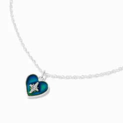 Claire's Colliers-Collier à pendentif cœur d’humeur couleur argentée