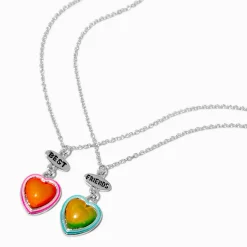 Claire's Colliers-Collier à pendentif cœur d'humeur best friends - Lot de 2