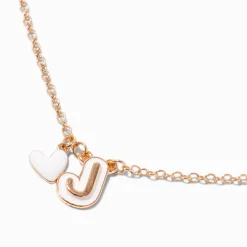 Claire's Colliers-Collier à pendentif cœur à initiale bulle blanche - J