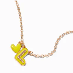 Claire's Colliers-Collier à pendentif cœur à initiale bulle jaune - L