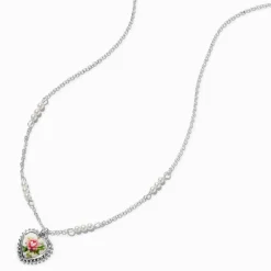 Claire's Colliers-Collier à pendentif cœur peint de style ancien couleur argentée