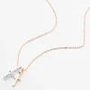 Claire's Colliers-Collier à pendentif double croix en métaux mixtes