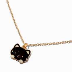 Claire's Colliers-Collier à pendentif d'humeur tête de chat noir