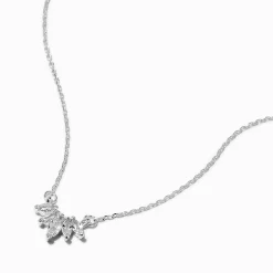 Claire's Colliers-Collier à pendentif en forme d’arc en zircon cubique couleur argentée