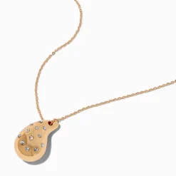 Claire's Colliers-Collier à pendentif goutte bulle incrustée de strass couleur dorée