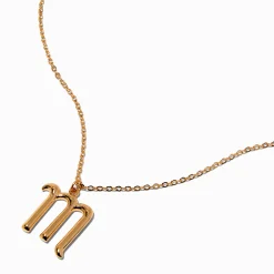 Claire's Colliers-Collier à pendentif à initiale écriture cursive couleur dorée - M