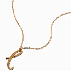 Claire's Colliers-Collier à pendentif à initiale écriture cursive couleur dorée - L