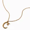 Claire's Colliers-Collier à pendentif à initiale écriture cursive couleur dorée - C