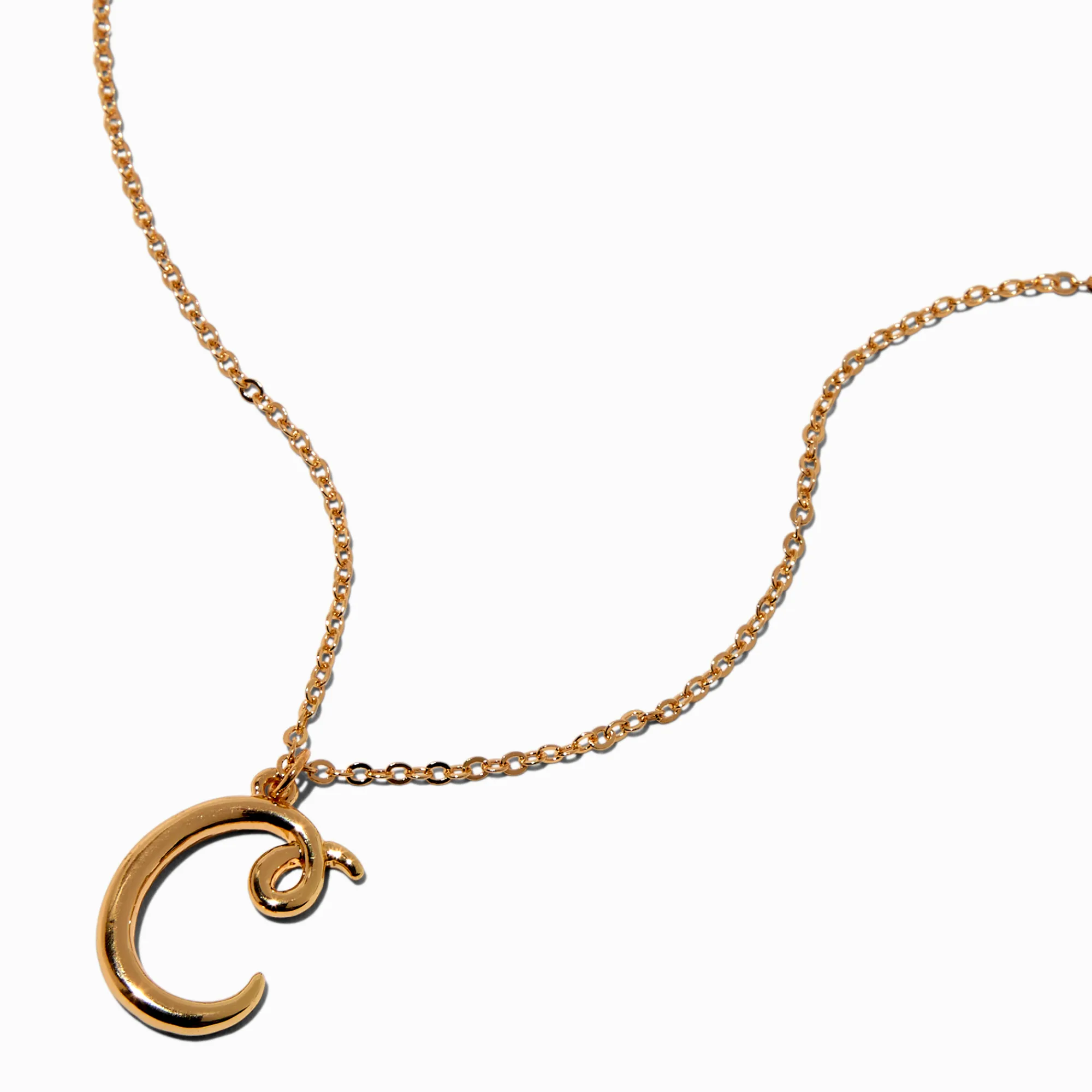 Claire's Colliers-Collier à pendentif à initiale écriture cursive couleur dorée - C
