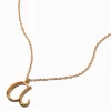 Claire's Colliers-Collier à pendentif à initiale écriture cursive couleur dorée - A