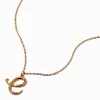 Claire's Colliers-Collier à pendentif à initiale écriture cursive couleur dorée - E