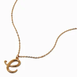 Claire's Colliers-Collier à pendentif à initiale écriture cursive couleur dorée - E