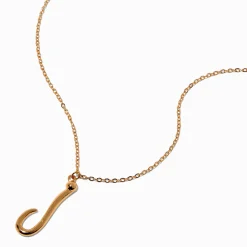 Claire's Colliers-Collier à pendentif à initiale écriture cursive couleur dorée - J