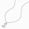 Claire's Colliers-Collier à pendentif à initiale de grande taille couleur argentée - S