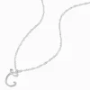 Claire's Colliers-Collier à pendentif à initiale de grande taille couleur argentée - C