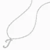 Claire's Colliers-Collier à pendentif à initiale de grande taille couleur argentée - J