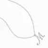 Claire's Colliers-Collier à pendentif à initiale de grande taille couleur argentée - M