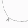 Claire's Colliers-Collier à pendentif initiale en majuscule en strass couleur argentée - A