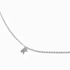 Claire's Colliers-Collier à pendentif initiale en majuscule en strass couleur argentée - K