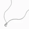 Claire's Colliers-Collier à pendentif initiale en majuscule en strass couleur argentée - C