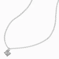 Claire's Colliers-Collier à pendentif initiale lettre majuscule strass couleur argentée - M