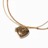 Claire's Colliers-Collier à pendentif médaillon cœur en filigrane couleur dorée