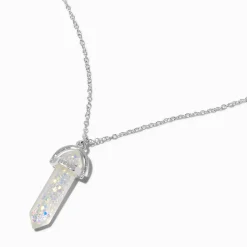 Claire's Colliers-Collier à pendentif mystique à paillettes transparentes qui change de couleur en réaction aux UV