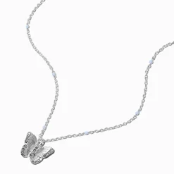 Claire's Colliers-Collier à pendentif papillon couleur argentée