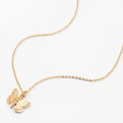 Claire's Colliers-Collier à pendentif papillon 3D couleur dorée